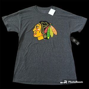 Chicago Blackhawks Shirt Men's Adult M Gray Indian NHL Hockey Athletic Champion